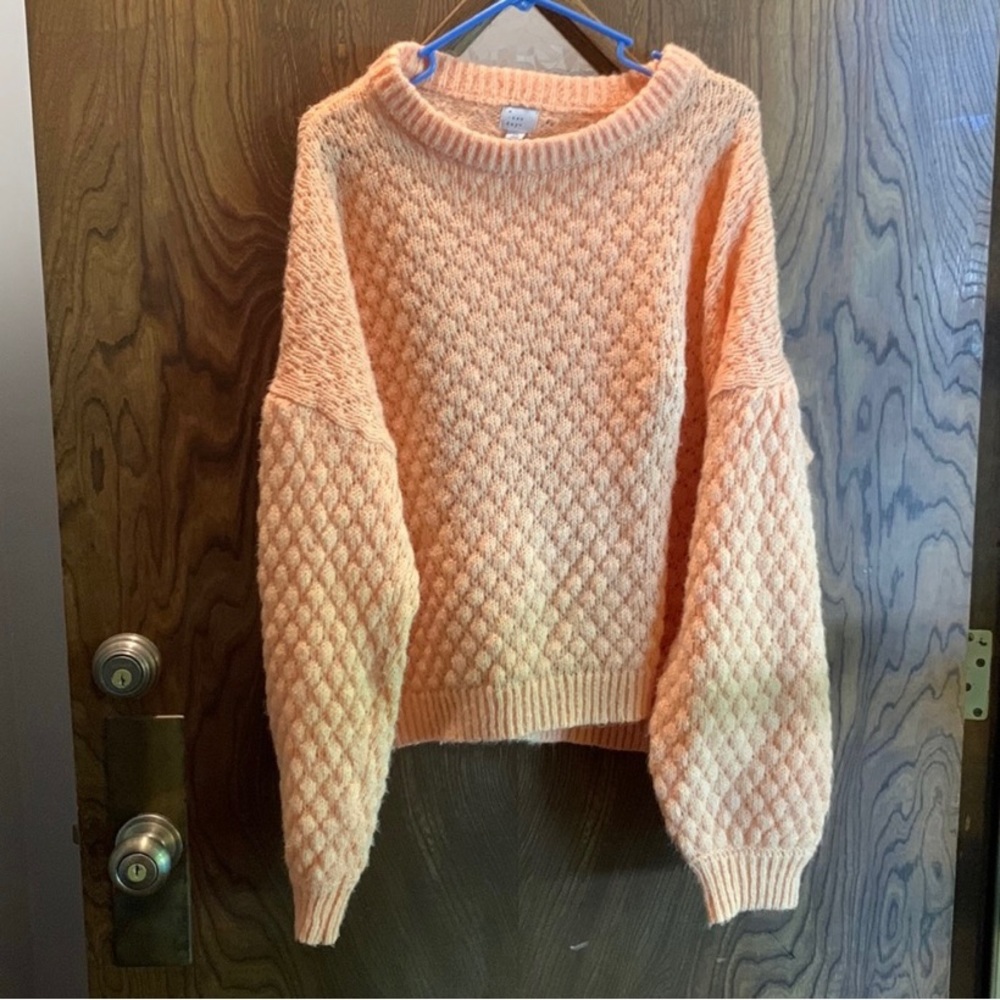 1X Orange Balloon Sleeve Sweater